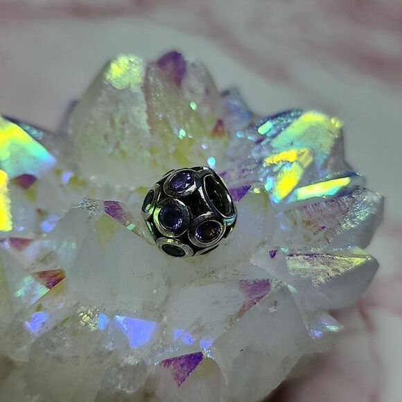 Authentic Pandora Retired Vintage Rare Purple Cz GUC - Picture 1 of 4